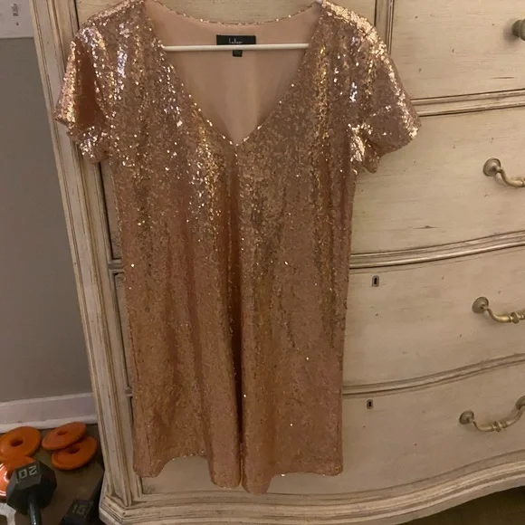 Lulus | Dresses | Lulus Light Up The Night Gold Sequin Small Shift Mini  Dress | Poshmark